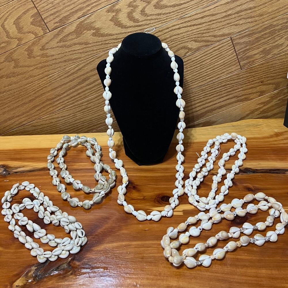 Vintage Lot Puka Cowrie Shell Hawaiian Aloha Necklaces 4 Piece‎ Aloha Surf Boho
